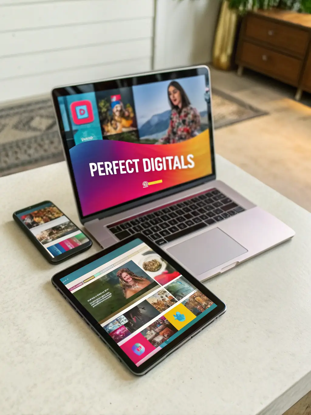 A vibrant digital advertisement campaign displayed on various devices, illustrating targeted reach and engagement with potential customers through WebCrafters' strategic advertising solutions.